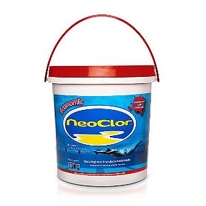 Cloro NeoClor Economic 30% produto ativo, Balde de 10kg, para piscinas de alvenaria, fibra e vinil.