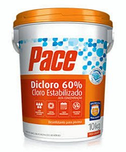 Cloro Pace Dicloro 60%, Para Piscinas de Alvenaria, Vinil, Fibra.