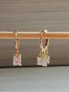 ARGOLA QUADRADA EM TRIO DE ZIRCONIA