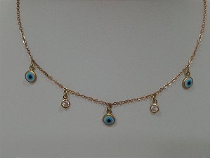 Choker olho grego e zircônia