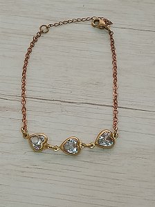 Pulseira 3 corações