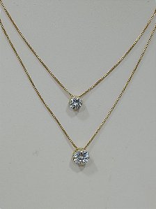 Colar duplo zirconia redonda