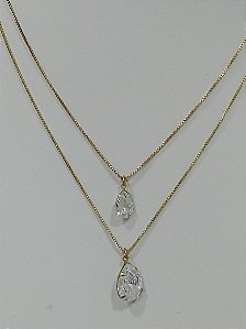 Colar duplo zirconia gota