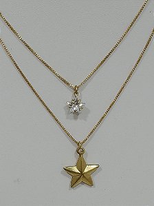 Colar duplo estrela zircônia