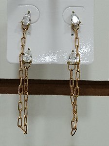 Brinco Ear line gota em zircônia