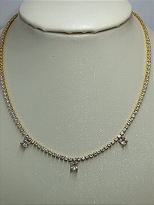 Choker corrente zircônia 2mm e zircônia carré