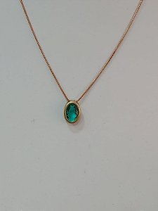 Colar rabo de rato com pedra oval