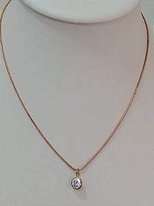 Choker corrente rabo de rato com zircônia