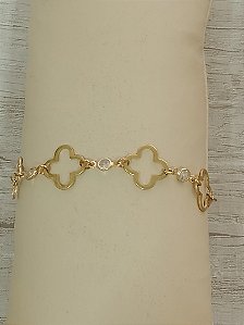 Pulseira com flor vazada e zirconia no bruto