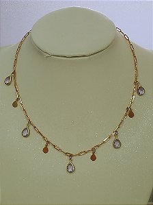 Choker corrente elo com gotas