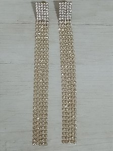 Brinco strass franja cristal