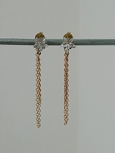 Brinco estrela zirconia e corrente