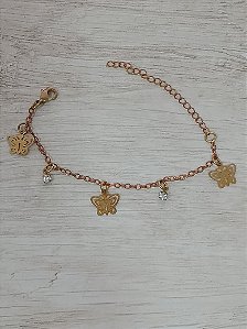 Pulseira infantil com borboletas e strass