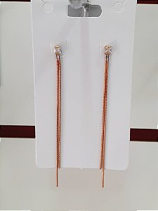 Brinco franja rabo de rato com zircônia