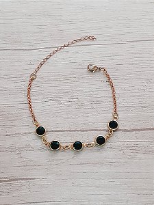 Pulseira pedra verde  com elo português