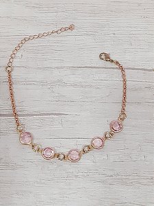 Pulseira rosa  com elo português