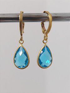 Argola gota 6x8  azul