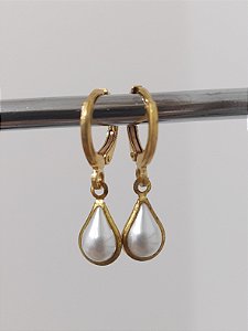 Argola gota perola 6x8