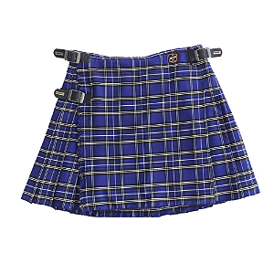Kilt Masculina em Gabardine Italiano - Xadrez Azul e Branco
