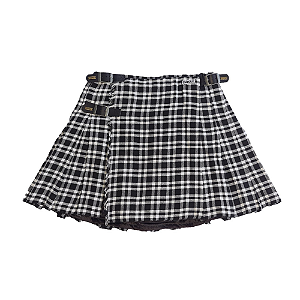 Kilt Masculina em Gabardine Italiano - Xadrez Preto e Branco