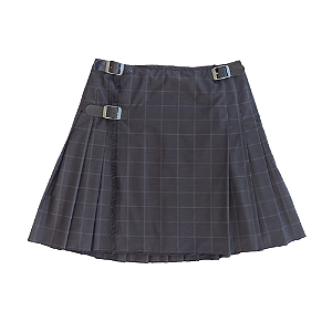 Kilt Masculina em Gabardine Italiano - Xadrez Cinza Escuro