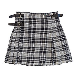 Kilt Masculina em Flanela - Xadrez Cinza e Preto