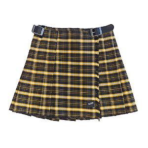 Kilt Feminina de Gabardine - Xadrez Amarela e Preta