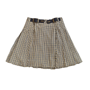 Kilt Feminina de Gabardine - Xadrez Cinza Mesclado