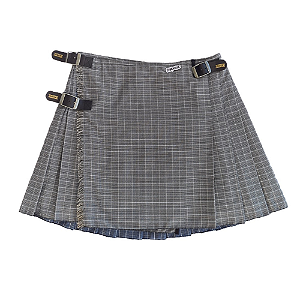 Kilt Masculina em Tecido Dupla Estampa  - Furta-cor - Cinza e Preto