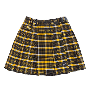 Mini-Kilt Feminina em Gabardine - Preta e Amarela