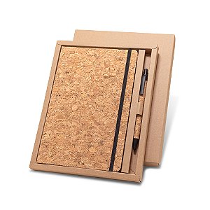 Kit caderneta cortiça A5 e caneta