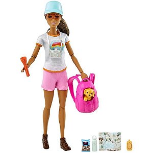 Boneca Barbie Morena Bem Estar Caminhada GRN66 Mattel
