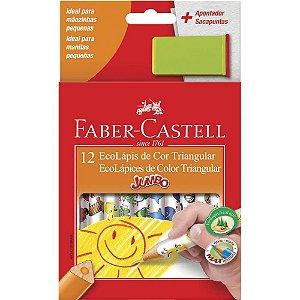 Lápis De Cor 12 Cores Jumbo E Apontador Sortido Faber Castell