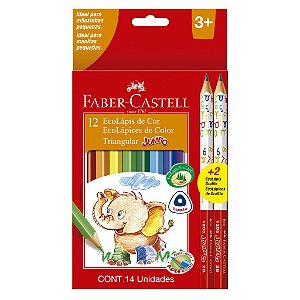 Lápis De Cor Jumbo 12 Cores + 2 Lápis Grafite Faber Castell