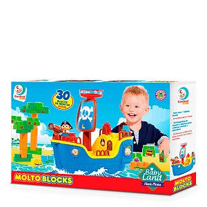 Blocos De Montar Baby Land Navio Pirata Com 30 Blocos 8002 Cardoso