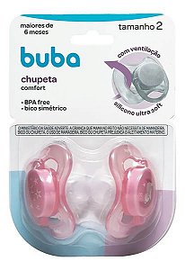 Kit Chupeta Comfort  Tamanho 2 Ursinho Estrela Rosa 12670 Buba