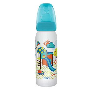 Mamadeira Divertida 240 Ml Silicone Ortodôntico Azul Lillo