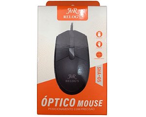 Mouse Óptico USB 3 Botões Preto SHA-05 Hmaston