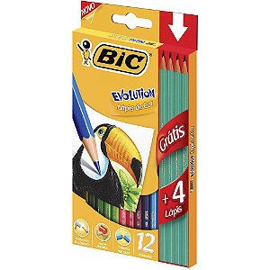 Lápis De Cor Evolution 12 Cores Mais 4 Lápis Preto Bic