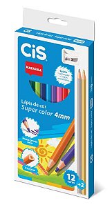 Lápis De Cor Super Color 4mm Com 12+2 Cores Cis