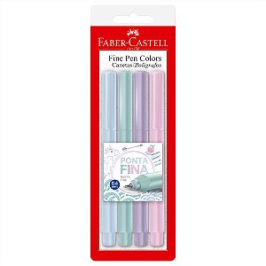 Caneta Fine Pen 0.4 Mm Tons Pastel 4 Cores Faber Castell