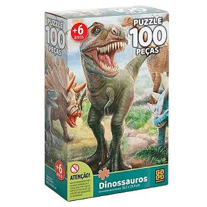 Quebra Cabeça 100 Peças Dinossauros Grow