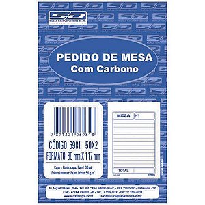 Pedido De Mesa Com Carbono 50x2 80x117mm 6981 São Domingos