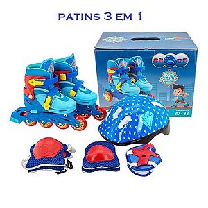 Kit Patins Turma da Aventura Azul 30/33 1504 Unitoys