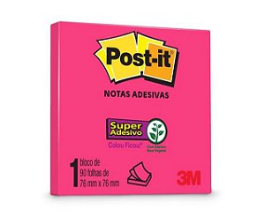 Bloco Adesivo Post-It 76x76mm 90 Folhas Pink Neon 3M