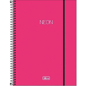 Caderno Espiral Capa Plástica Universitário 1 Matéria Neon Pink 80 Folhas Tilibra