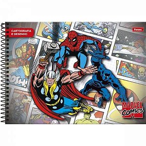 Caderno Cartografia Capa Dura Marvel Comics 80 Folhas Foroni