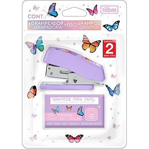 Grampeador 12 Folhas Mini Com Extrator Borboleta + 830 Grampos Tilibra