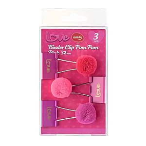 Binder Clip Pompom Love Pink 31579 Molin