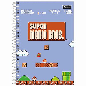 Caderno Espiral Universitário Super Mario Bros 96 Folhas Foroni